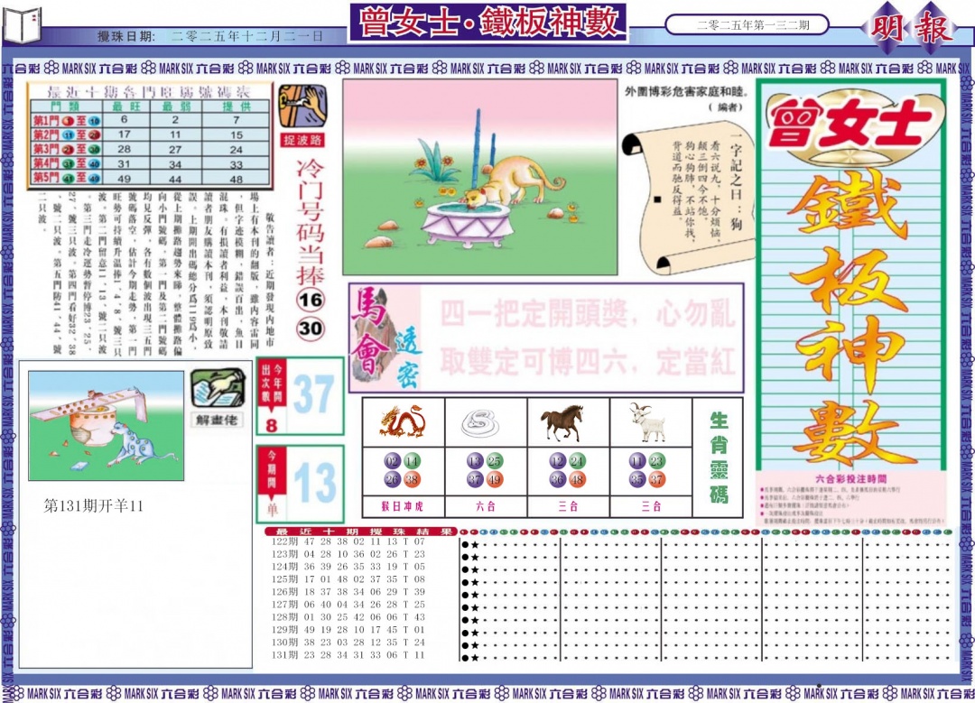 132期曾女士铁板神数A[图]